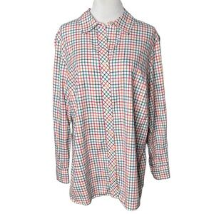 Talbots Multicolored Plaid Lightweight Soft Flannel Button Front Shirt